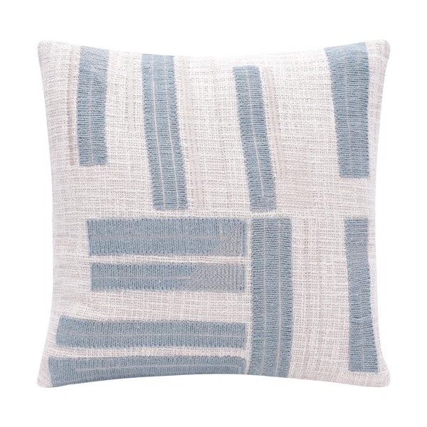 Malachy 20" Ocean Blue and Ivory Cotton Throw Pillow | Wayfair North America