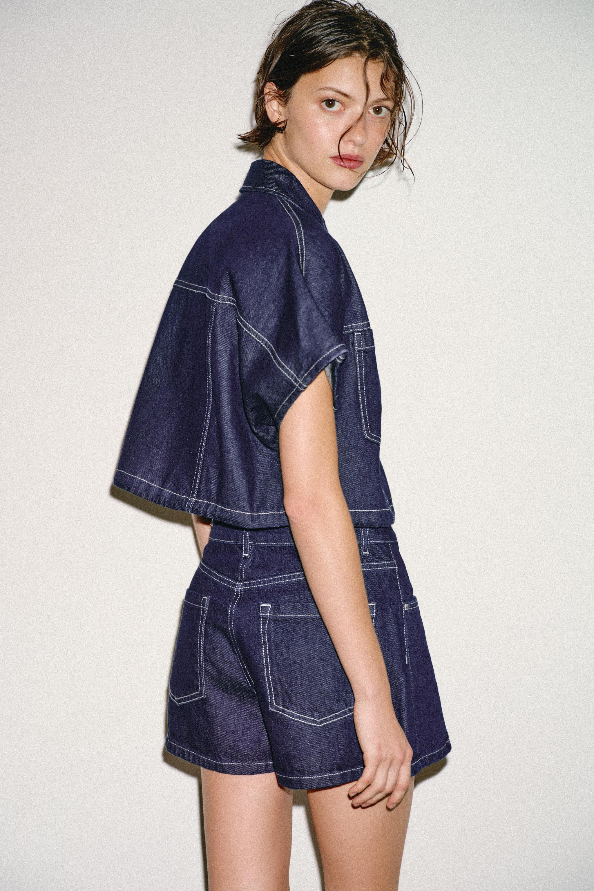 Z1975 CROPPED DENIM SHIRT | Zara US