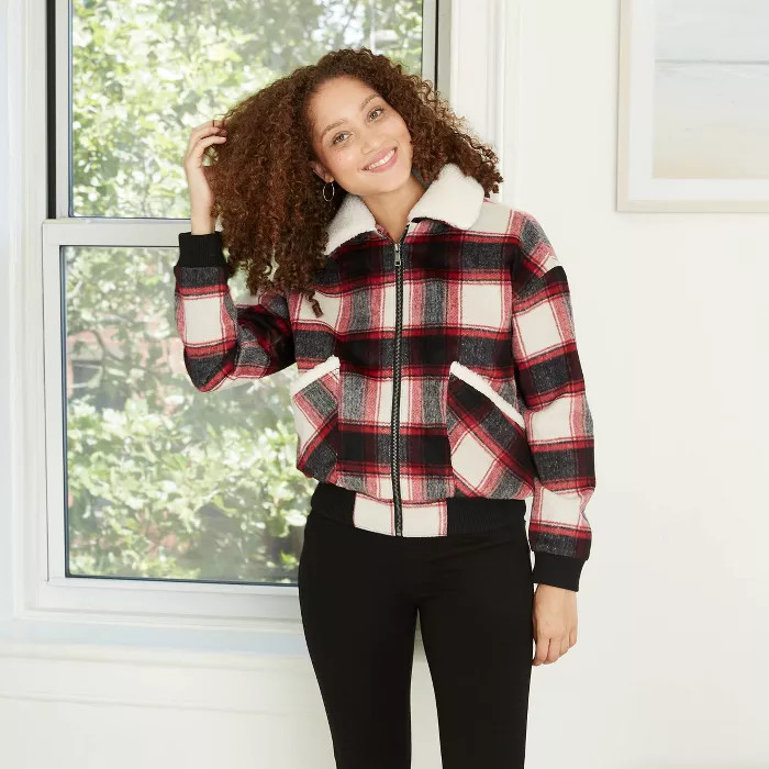 Women's Plaid Brushed Sherpa Jacket - Knox Rose™ | Target