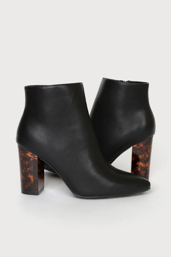 Ottava Black Tortoise High Heel Booties | Lulus (US)