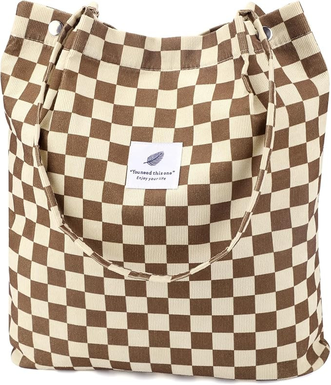Ayieyill Corduroy Tote Bag for Women Canvas Shoulder Cord Purse with Inner Pocket | Amazon (US)