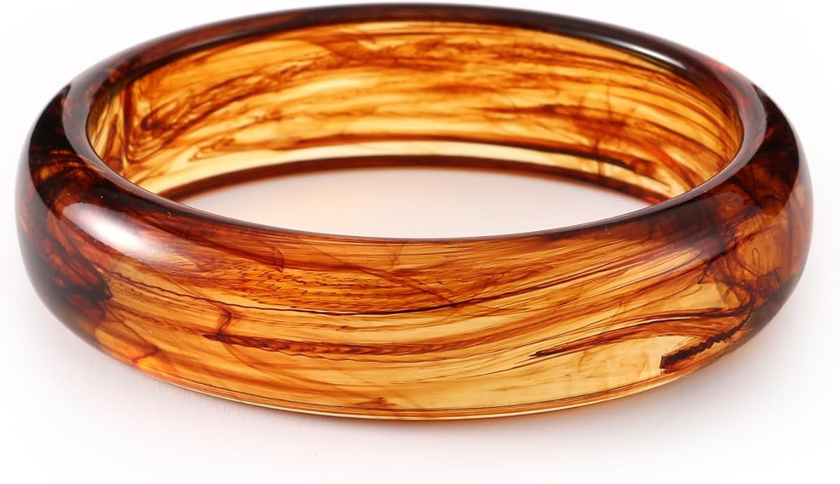 Viva Joya Round Resin Acrylic Bangle Bracelet for Women, Statement Chunky Wide or Slim Plastic Ge... | Amazon (US)