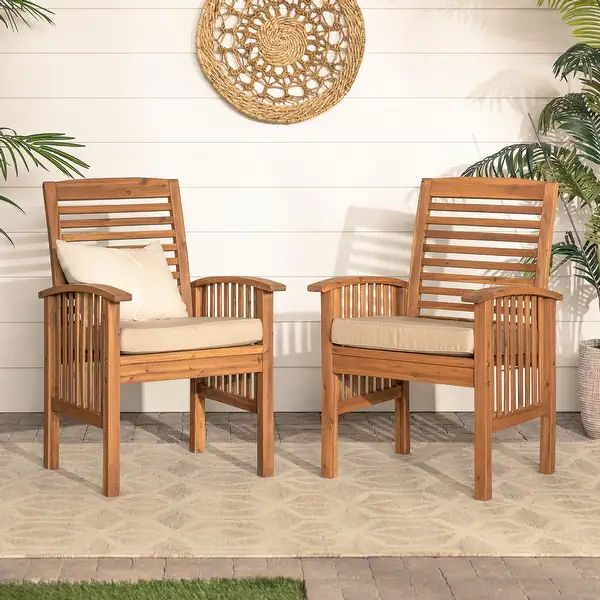Middlebrook Surfside Acacia Wood Outdoor Chairs (Set of 2) | Bed Bath & Beyond