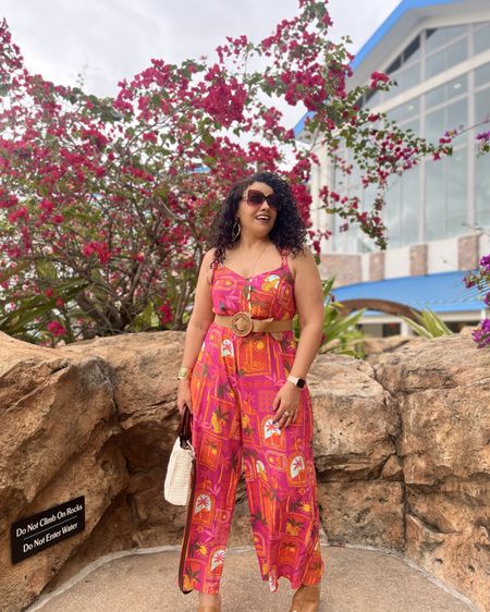 The perfect jumpsuit for Vacation.I added this belt to give it more shape. This is now only $25 and comes on other prints as well as solids. 
#vacationlooks #vacationfashion #wideleg #jumpsuit #midsizefashion #travel 

#LTKfindsunder50 #LTKmidsize #LTKover40