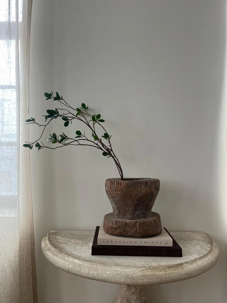 Large Antiq Indian Wooden Mortar – Primitive Mortar Bowl – Rustic Kitchen Decor – Hand-carv... | Etsy (US)