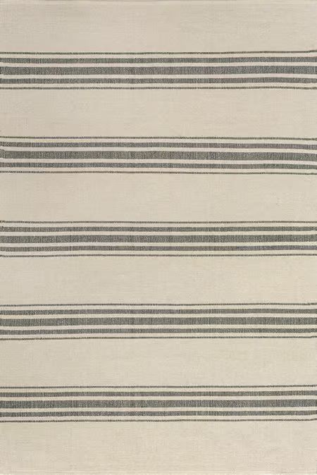 Beige Bergamot Striped Cotton Area Rug | Rugs USA