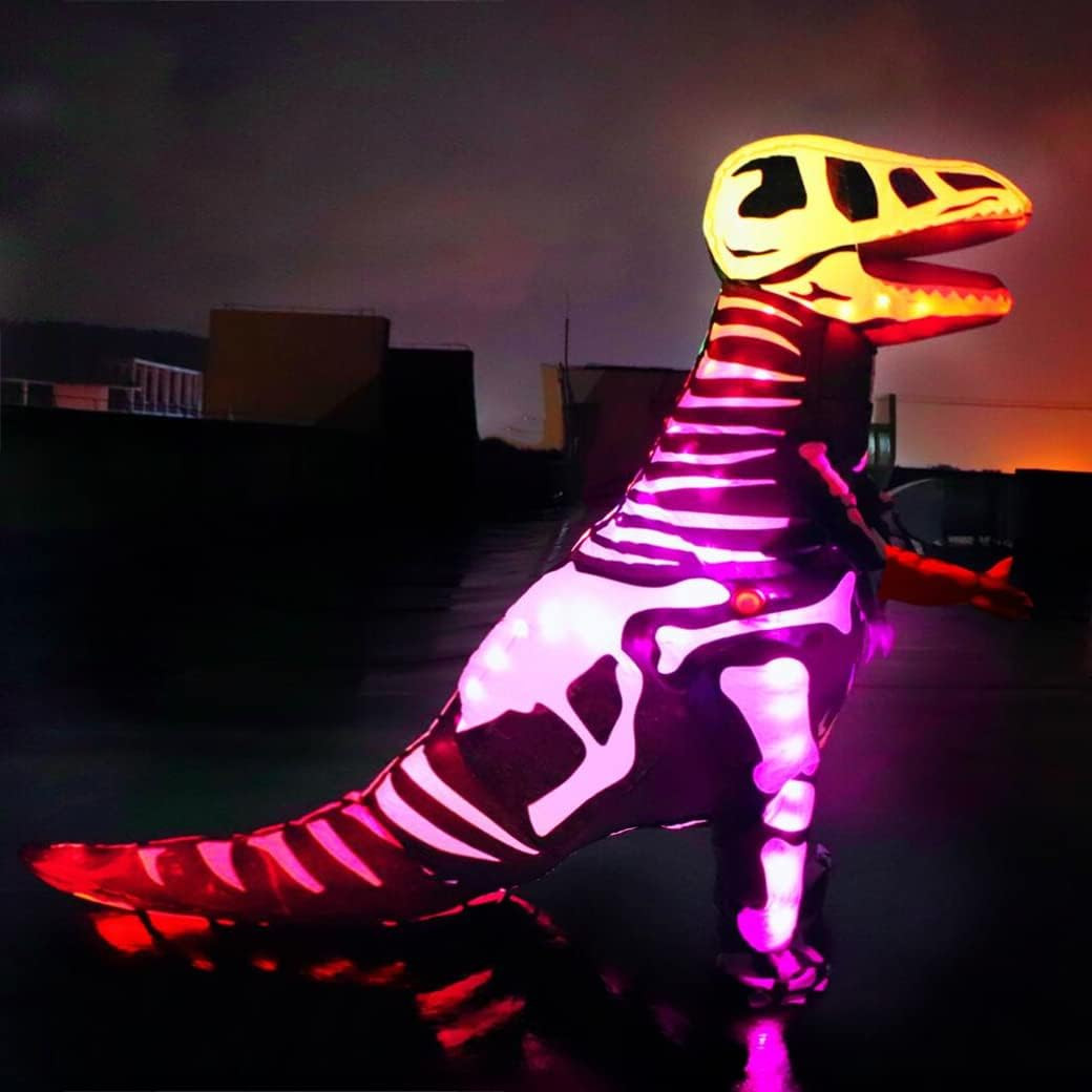 Kids Dinosaur Costumes, Inflatable Skeletons Dinosaur Halloween Blow Up Costumes With LED Lights,Cosplay for Kids （7-10Years | Amazon (US)