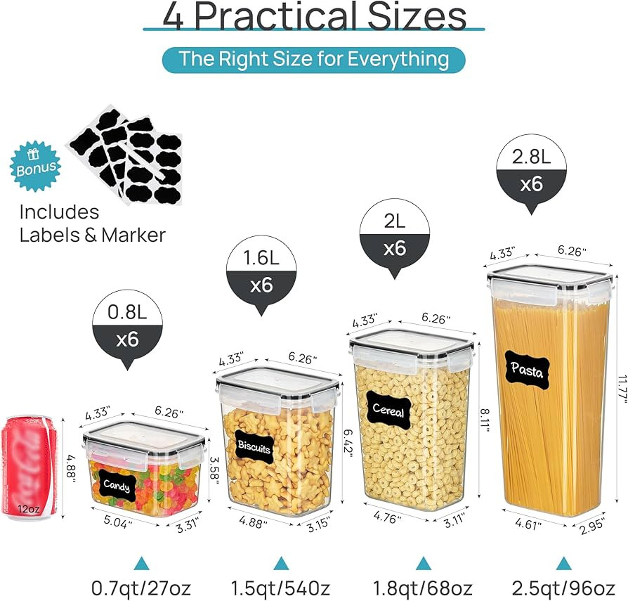 Airtight Food Storage Containers with Lids, Vtopmart 24 pcs Plastic Kitchen and Pantry Organizati... | Amazon (US)