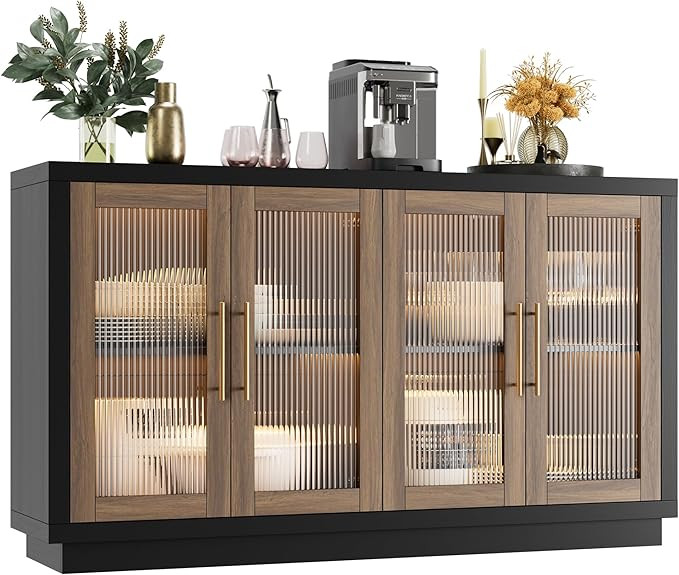 FOTOSOK Buffet Cabinet with Storage, 55.1" Large Sideboard Buffet Cabinet, Modern Sideboard Kitch... | Amazon (US)
