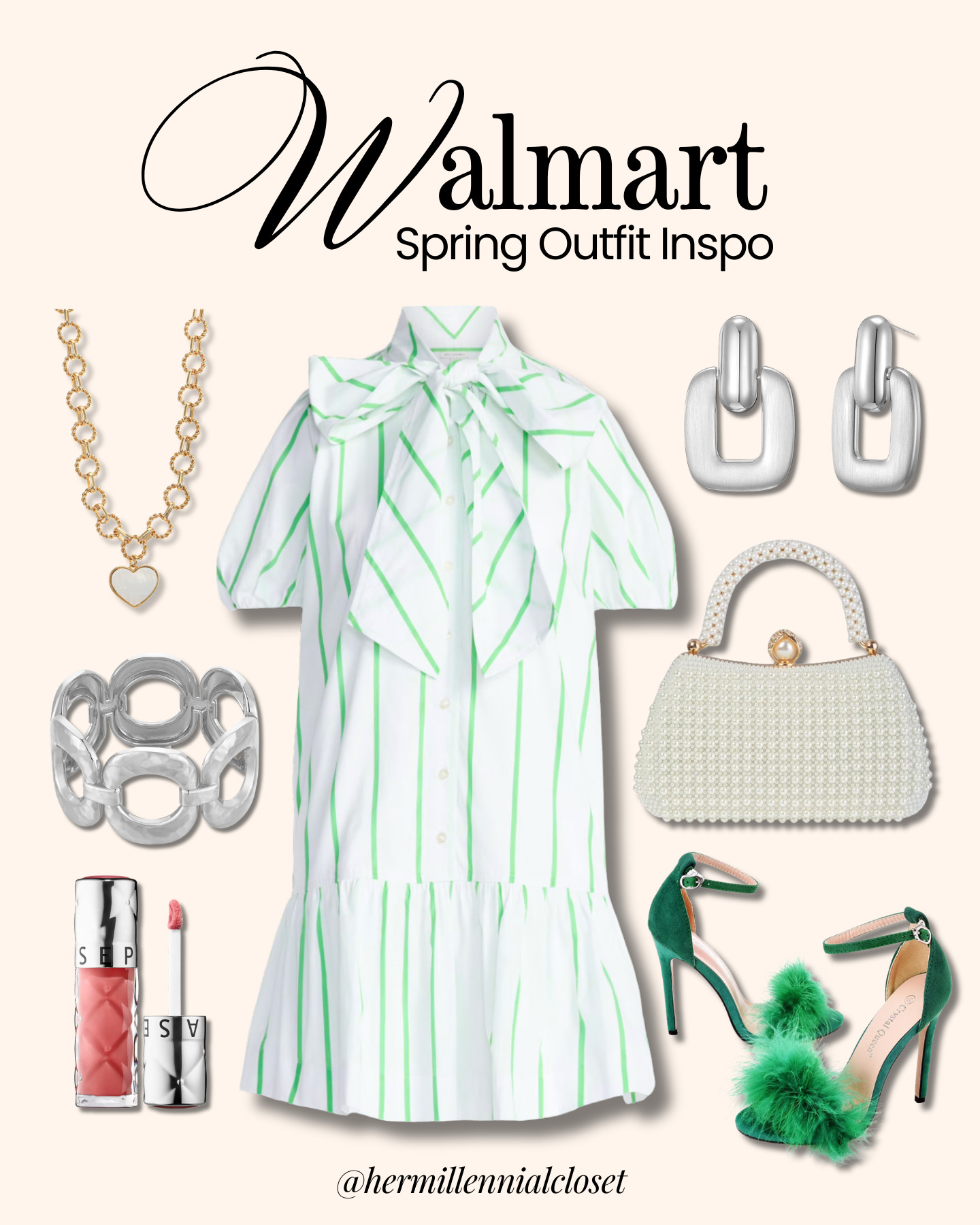 This Walmart dress is giving chic, feminine, and just a little extra 💚✨
 

 #LTKootd #LTKSeasonal #LTKSaleAlert