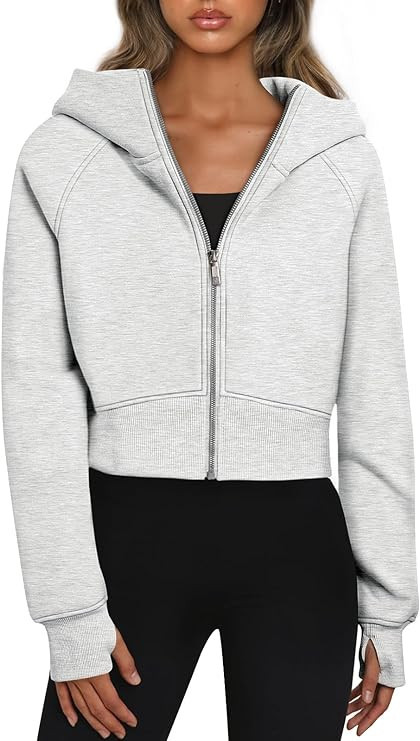 Trendy Queen Womens Zip Up Hoodies Cropped Sweatshirts Fall Outfits Casual Hooded Pullover Sweate... | Amazon (US)