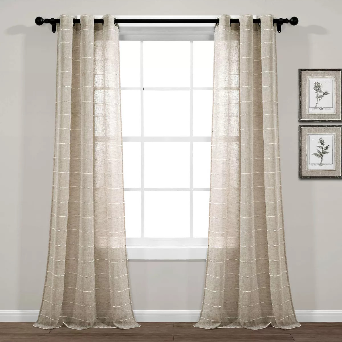 Set of 2 (84"x38") Farmhouse Textured Grommet Sheer Window Curtain Panels Neutral - Lush D\u00e9c... | Target