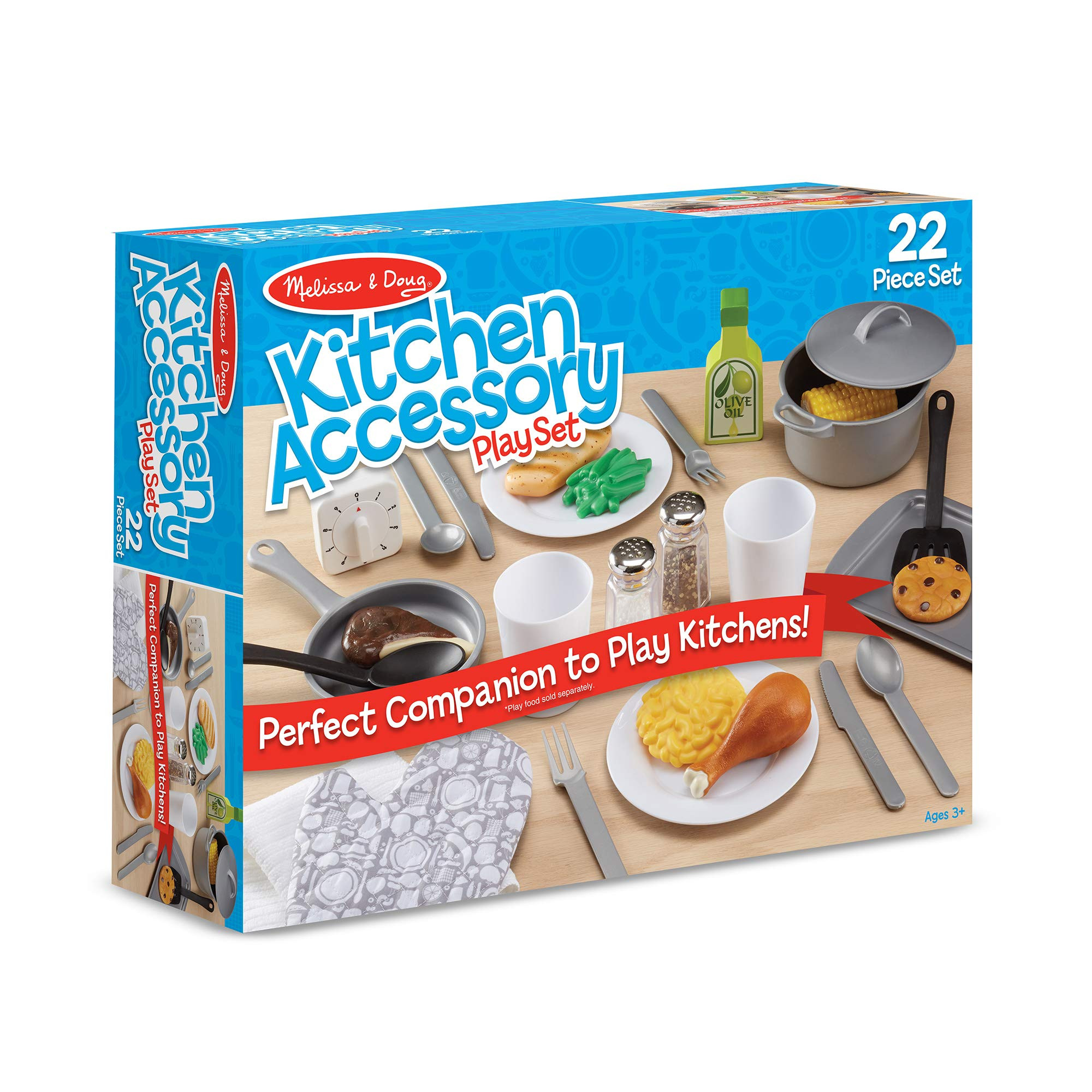 Melissa & Doug 22-Piece Play Kitchen Accessories Set - Utensils, Pot, Pans, and More | Amazon (US)
