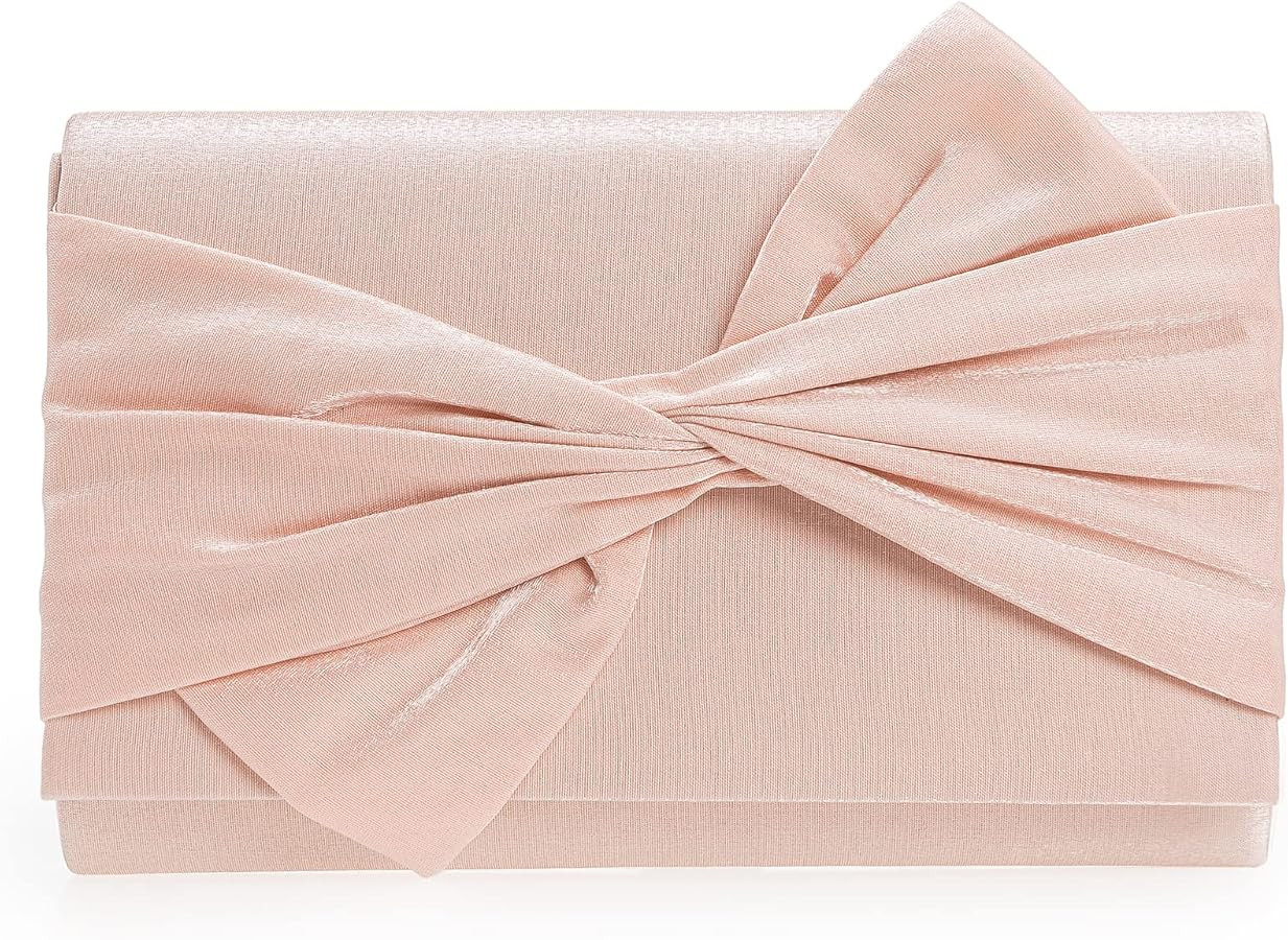 IXEBELLA Satin Evening Bag Bow Flap Clutch Purse for Women Formal Party/Prom/Wedding… | Amazon (US)
