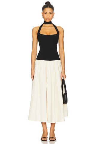 Camila Coelho Andrade Midi Dress in Black & White from Revolve.com | Revolve Clothing (Global)