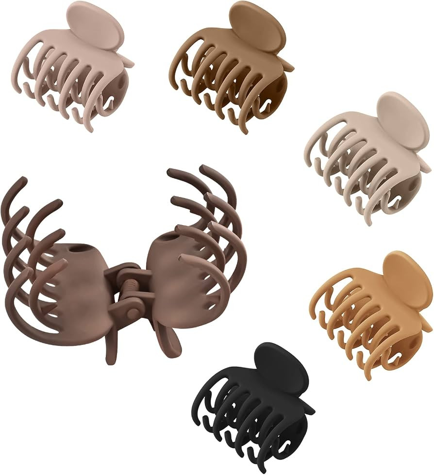 Double Row Teeth Small Hair Claw Clips for Women Fine Thin Short Hair, Lolalet 1.57 Inch Matte Ha... | Amazon (US)