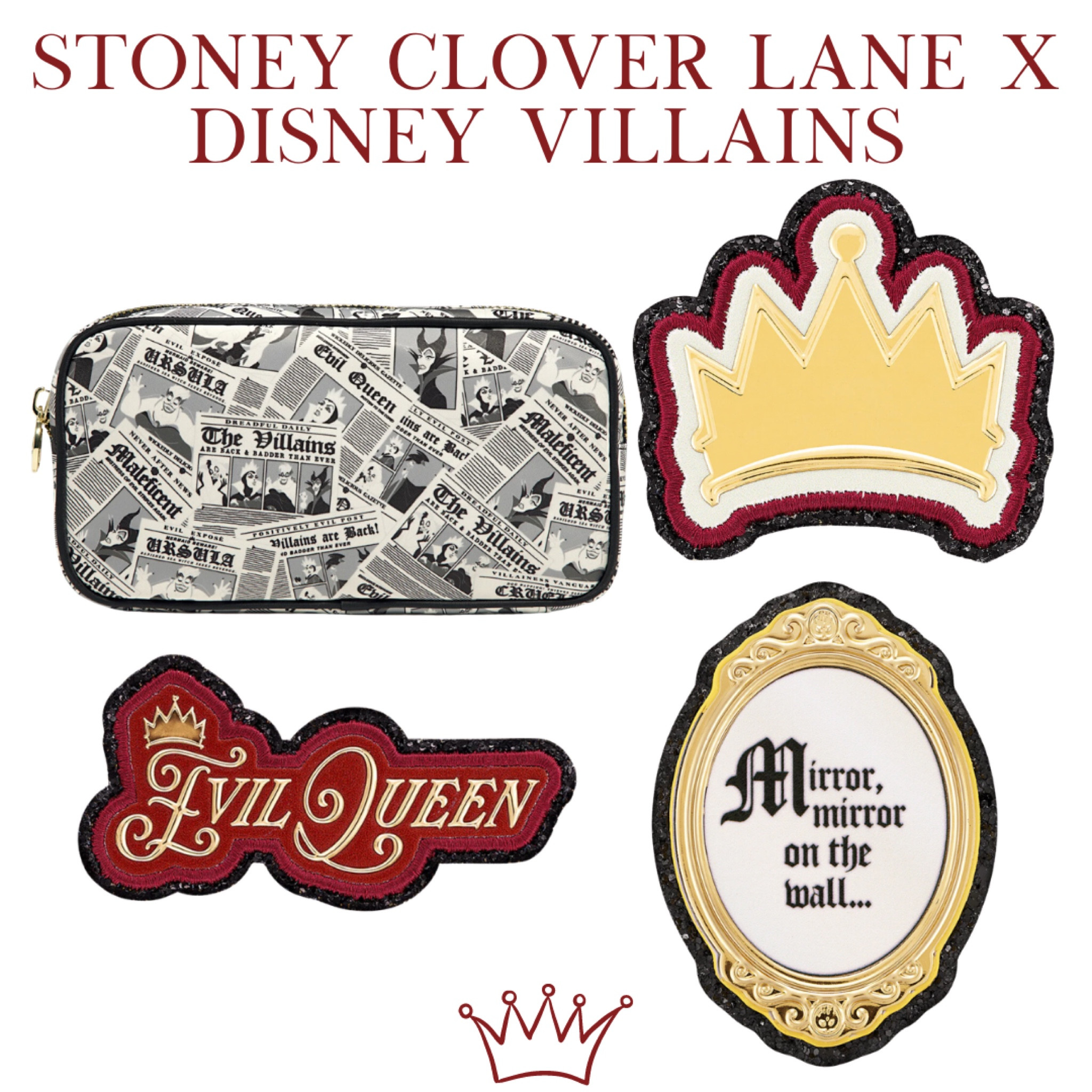 Obsessed is an understatement! I’ve been waiting for a villains collection from Stoney Clover Lane for years and our prayers have been answered. I picked up a small pouch in a very reputation-y print and customized it with the crown & evil queen patches. I picked up a mirror mirror patch for safe keeping/a rainy day! 

#LTKSeasonal #LTKItBag #LTKFindsUnder100