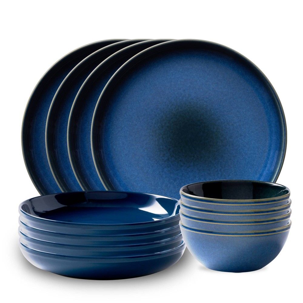 Corelle 12pc Stoneware Dinnerware Set Dark Blue | Target