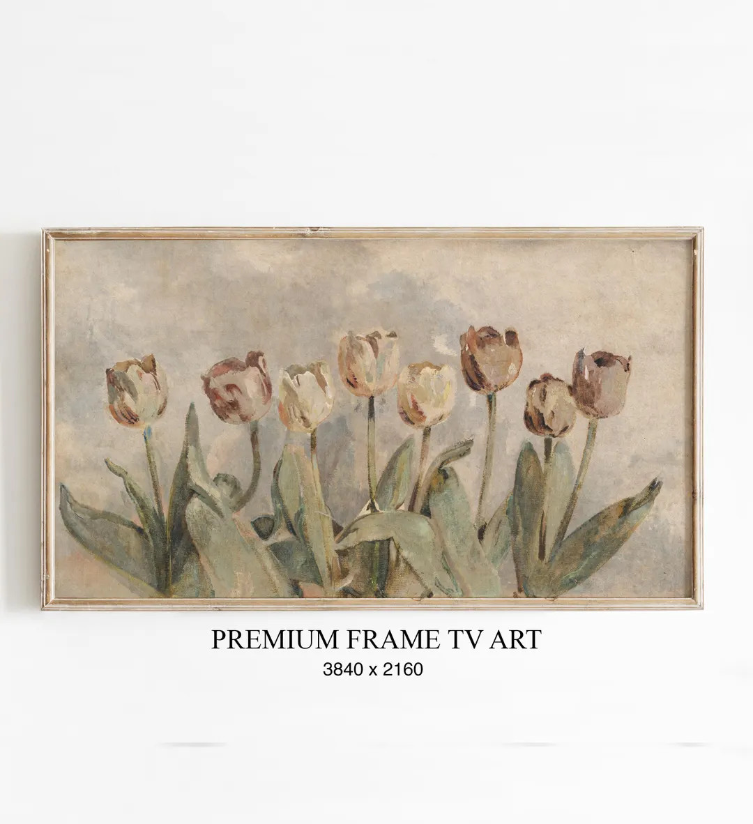 Vintage Tulip Samsung Frame TV Art, Neutral Muted Floral Painting for TV, Spring Flower Wallpaper... | Etsy (US)
