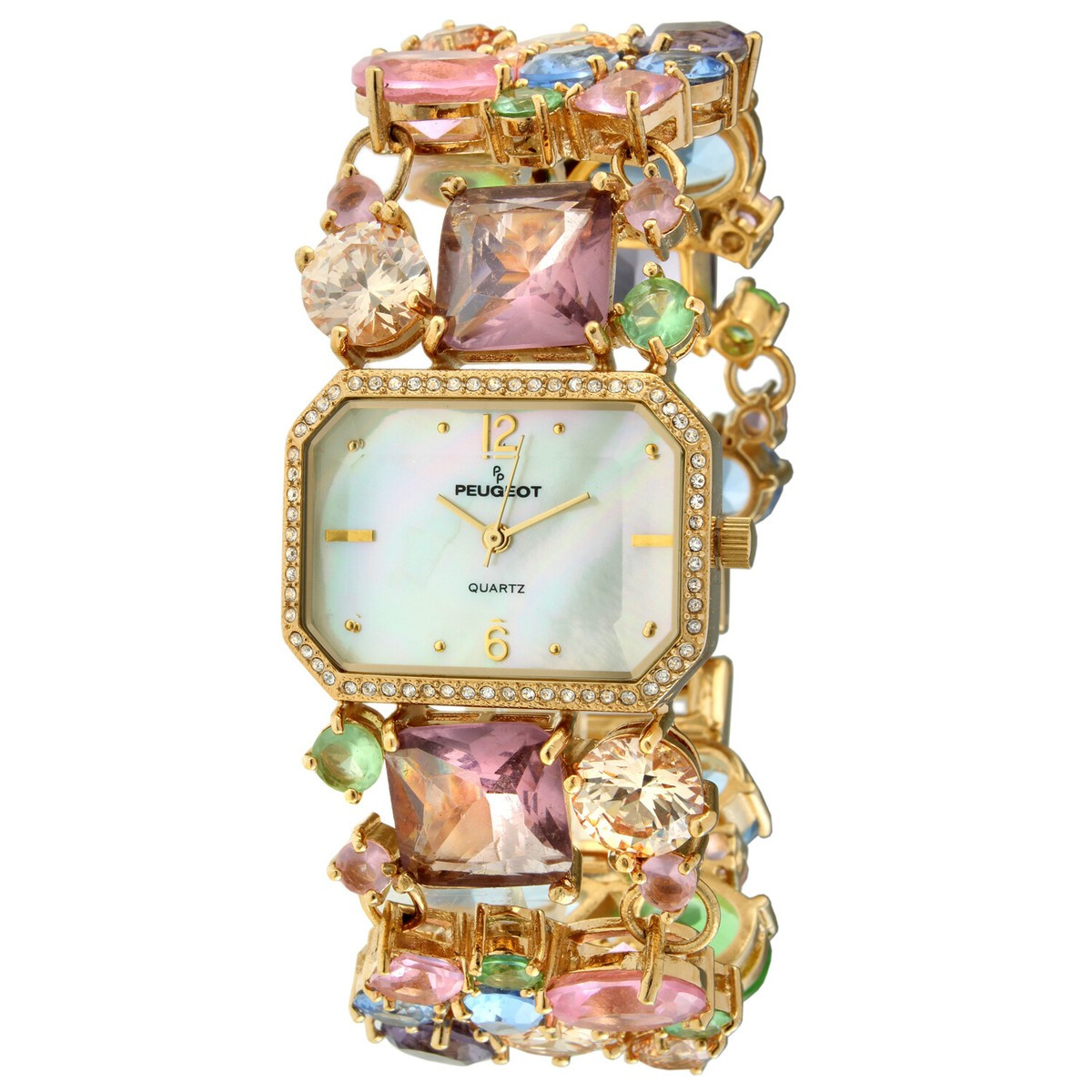 Women's Mosaic Colored Glass Watch, Quartz with Brass Strap by Peugeot | eBay US