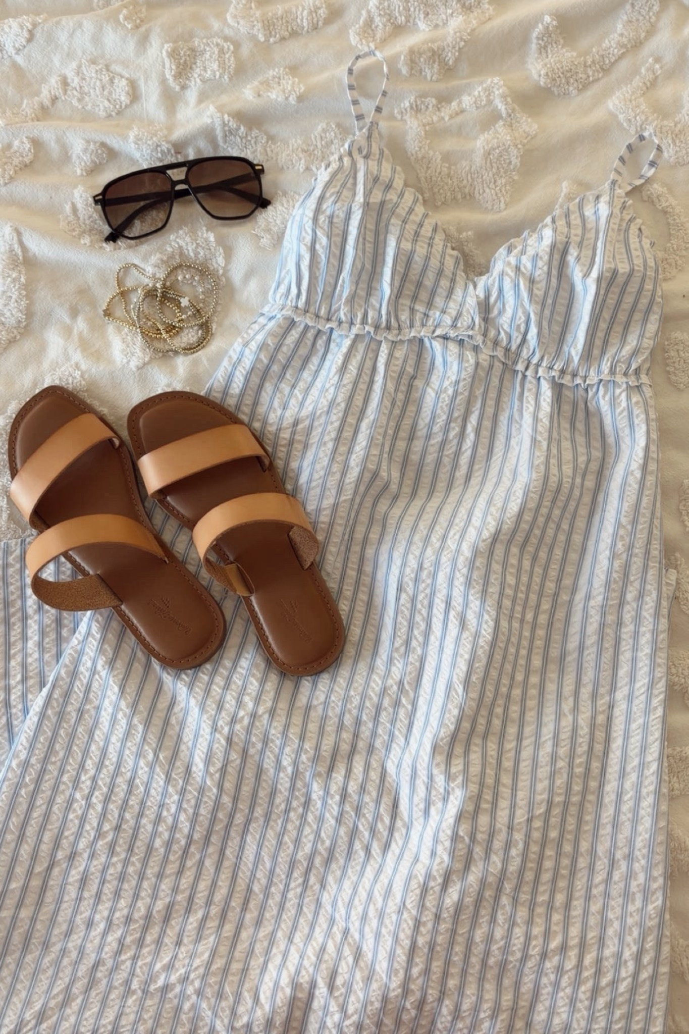 easy spring break outfit idea!! This $19 dress from Walmart is so flattering and fits true to size!! The blue & white stripes give the perfect beachy vibe & minimal  effort but cute look. With spring break around the corner & summer on the way, don't miss the chance to get it!! I have it paired with my favorite amazon sunglasses, target sandals, with my everyday jewelry! 

 #Springbreakoutfit #Sundressinspo #maxidress #Spring #Walmartdeals #LTKu #springdresses

#LTKspring #LTKTravel #LTKSeasonal #LTKootd