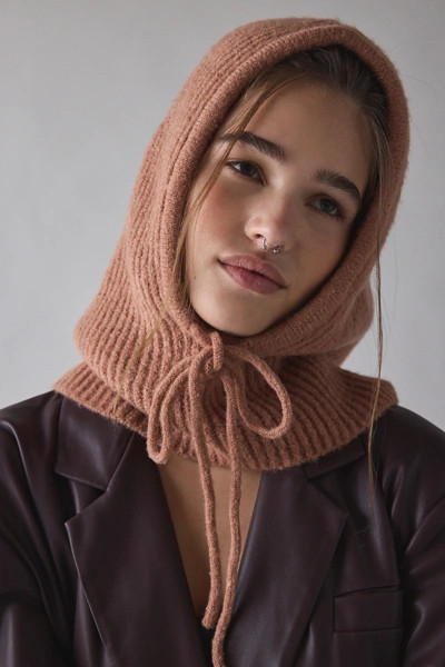 Ribbed Knit Tie Hood Balaclava | Urban Outfitters (US and RoW)