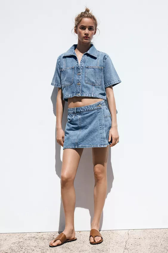 Z1975 CROPPED DENIM SHIRT | Zara US
