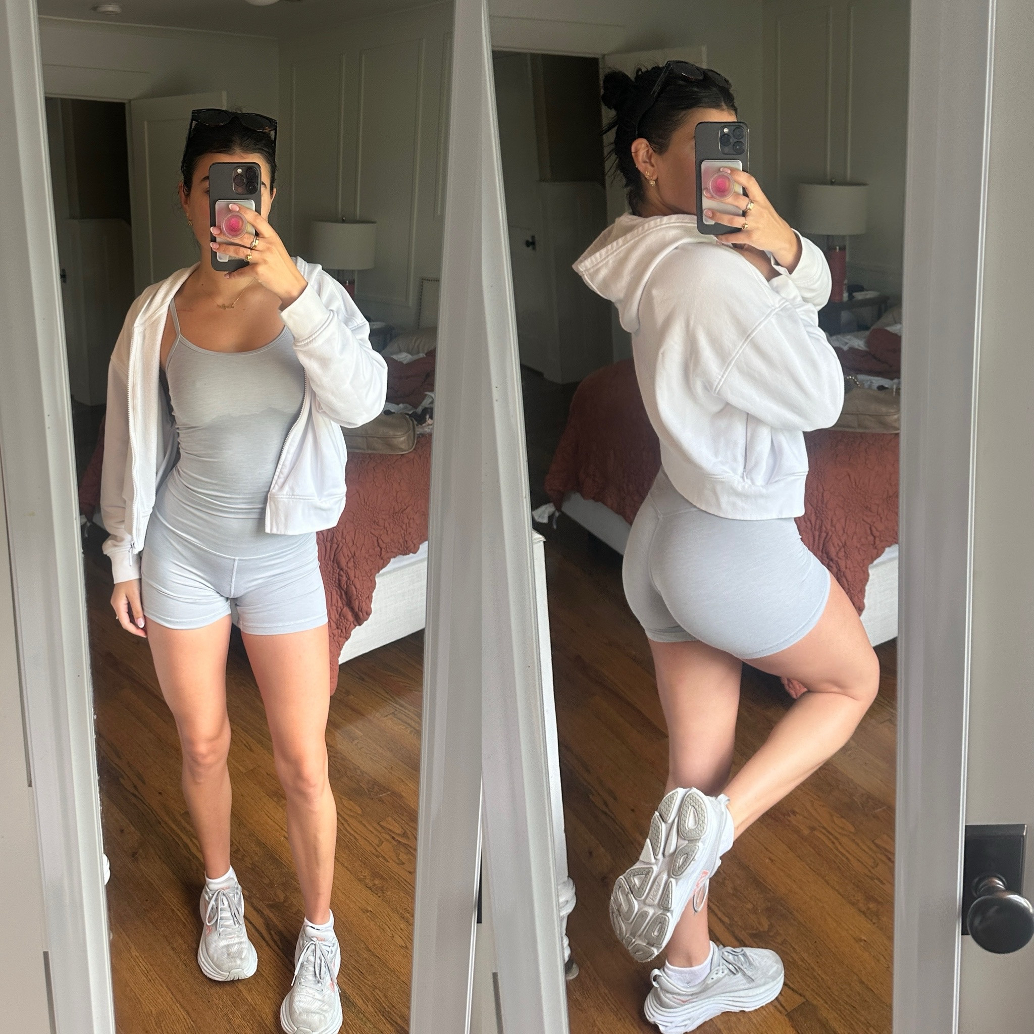 The MOST buttery workout set I’ve ever put on my body! Ordering in every color. 

Also, I wear this white zip up constantly, it’s an essential in my capsule wardrobe whether I’m in a casual tank & jeans outfit or work out set. 

If you’re looking for supportive shoes - I’ve been wearing hokas for years. I’m on my feet at work all day and workout regularly, they saved my knees. It’s like walking on a cloud.☁️



#LTKStyleTip #LTKFitness #LTKShoeCrush