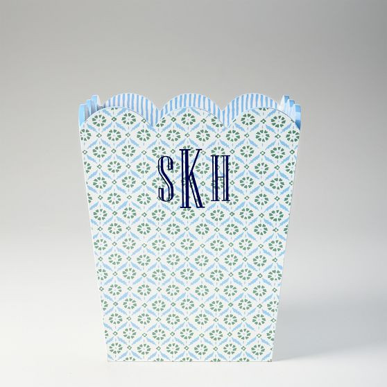Block Print Scalloped Waste Bin | Mark and Graham
