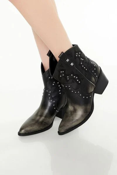 Studded Cowboy Ankle Booties | Forever 21