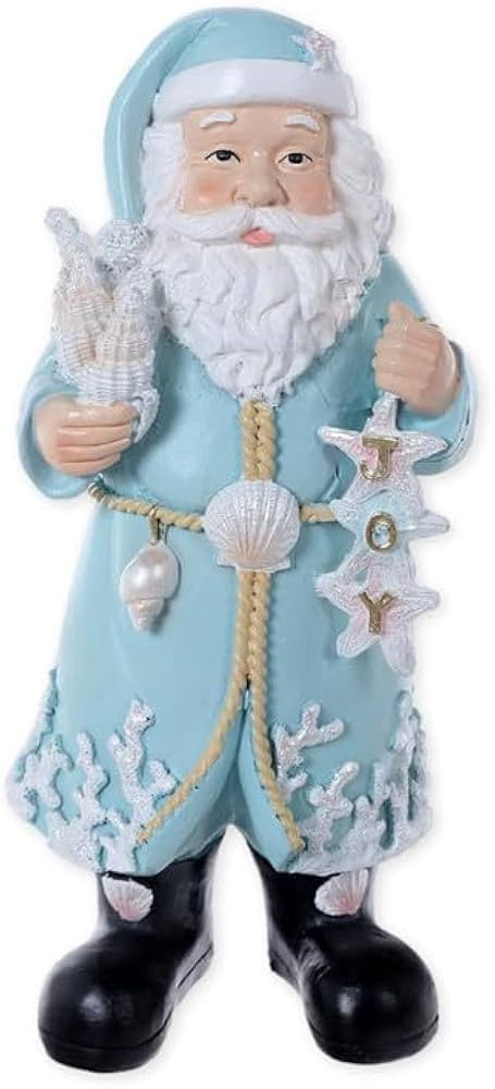 The Bridge Collection 10" Coastal Santa Claus in Blue Coat Holding a Seashell Figurine - Nautical... | Amazon (US)