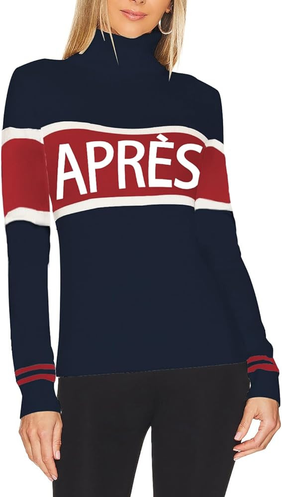 ALPSWARE Women Turtleneck Sweaters Stripe Sleeve Lightweight Shirts Apres Ski Tops Fashion Winter... | Amazon (US)