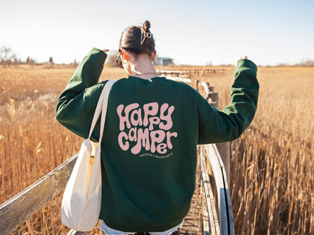 Camp Theme Bachelorette Party Crewneck Sweatshirt Happy Camper Happy Bride Matching Bridal Party ... | Etsy (US)