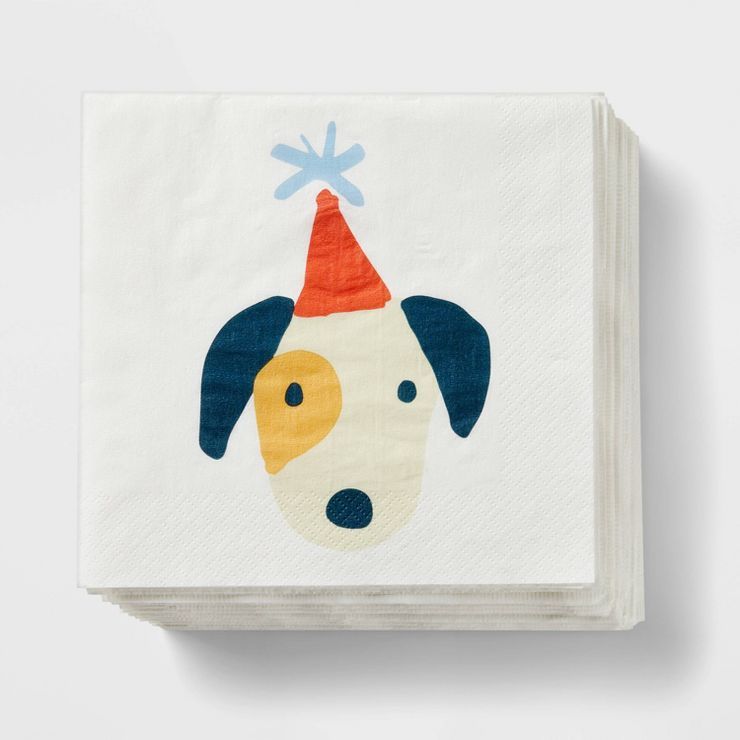 20ct Dog Print Paper Napkins White - Spritz™ | Target