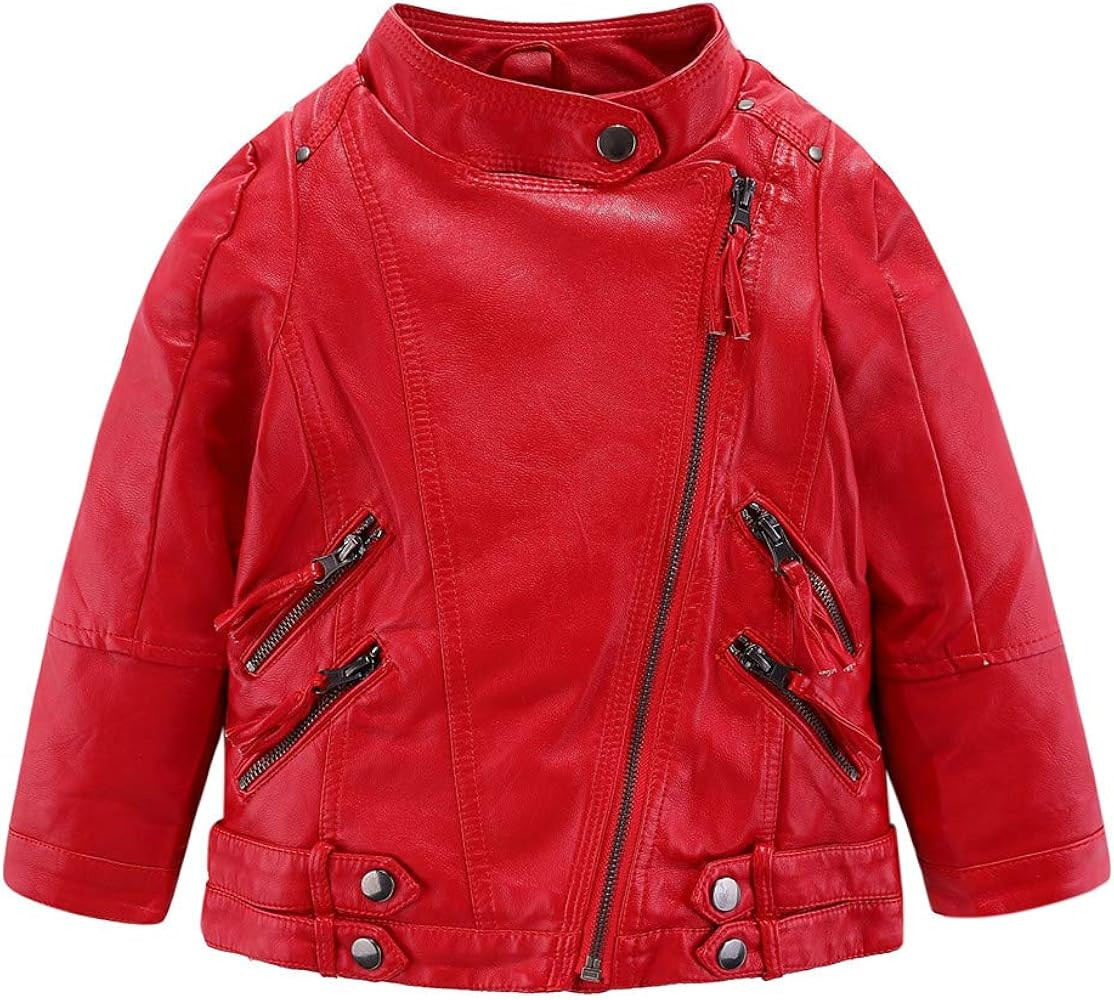 Mud Kingdom Little Boys Girls Motorcycle Jacket Collared Faux Leather | Amazon (US)