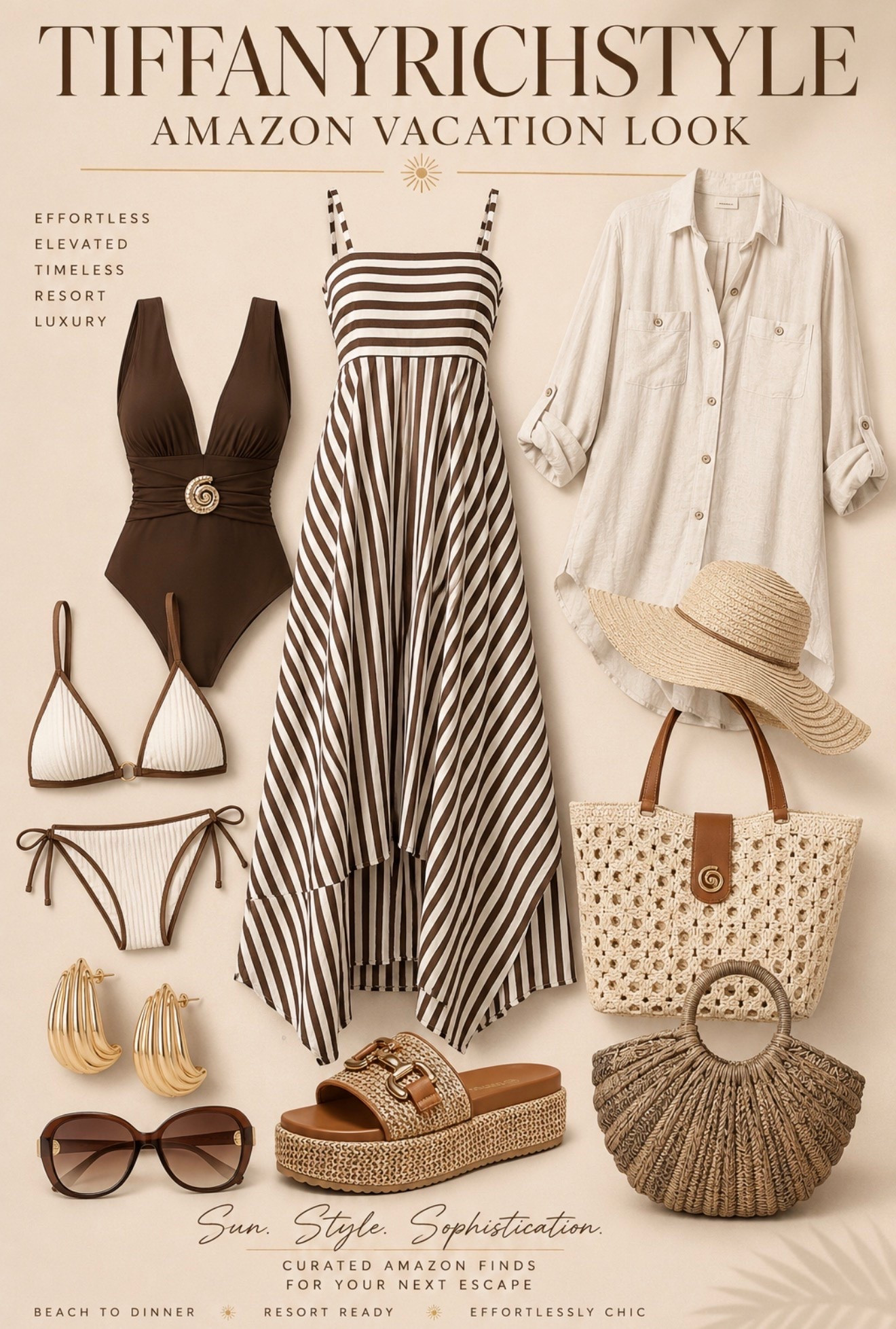 Vacation style, elevated! 

From beach days to sunset dinners, these Amazon resort finds deliver effortless quiet luxury without the designer price tag. Stripes, raffia, and rich chocolate tones are the perfect summer combination.

#AmazonFashion #VacationStyle #ResortWear #BeachStyle #TiffanyRichStyle #QuietLuxury #SummerStyle

#LTKTravel #LTKSwim