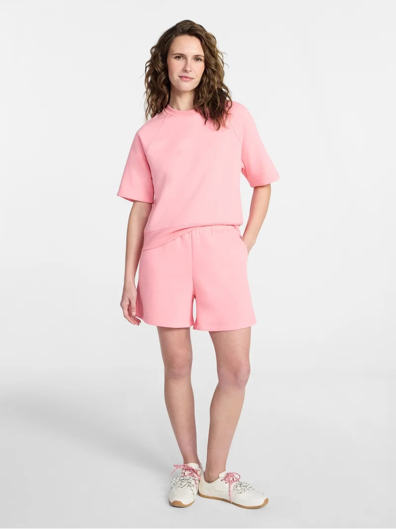 Time and Tru Women's Boxy Sweatshirt with Short Sleeves, Size XS-XXXL | Walmart (US)
