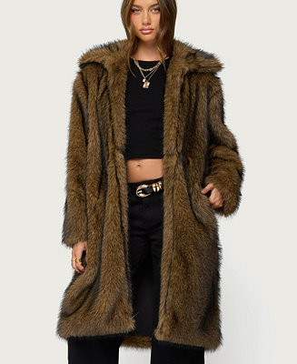 Women's Saphira Oversized Faux Fur Maxi Coat | Macy's