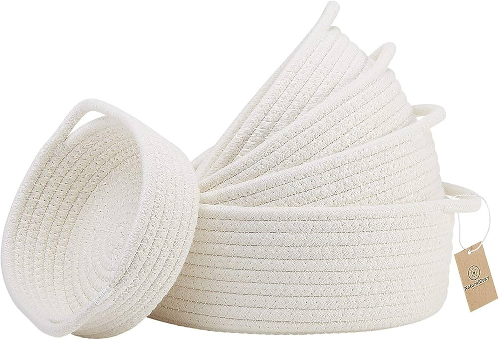 NaturalCozy 5-Piece Round Small Woven Baskets Set– Cotton Rope Baskets for Organizing! Montesso... | Amazon (US)