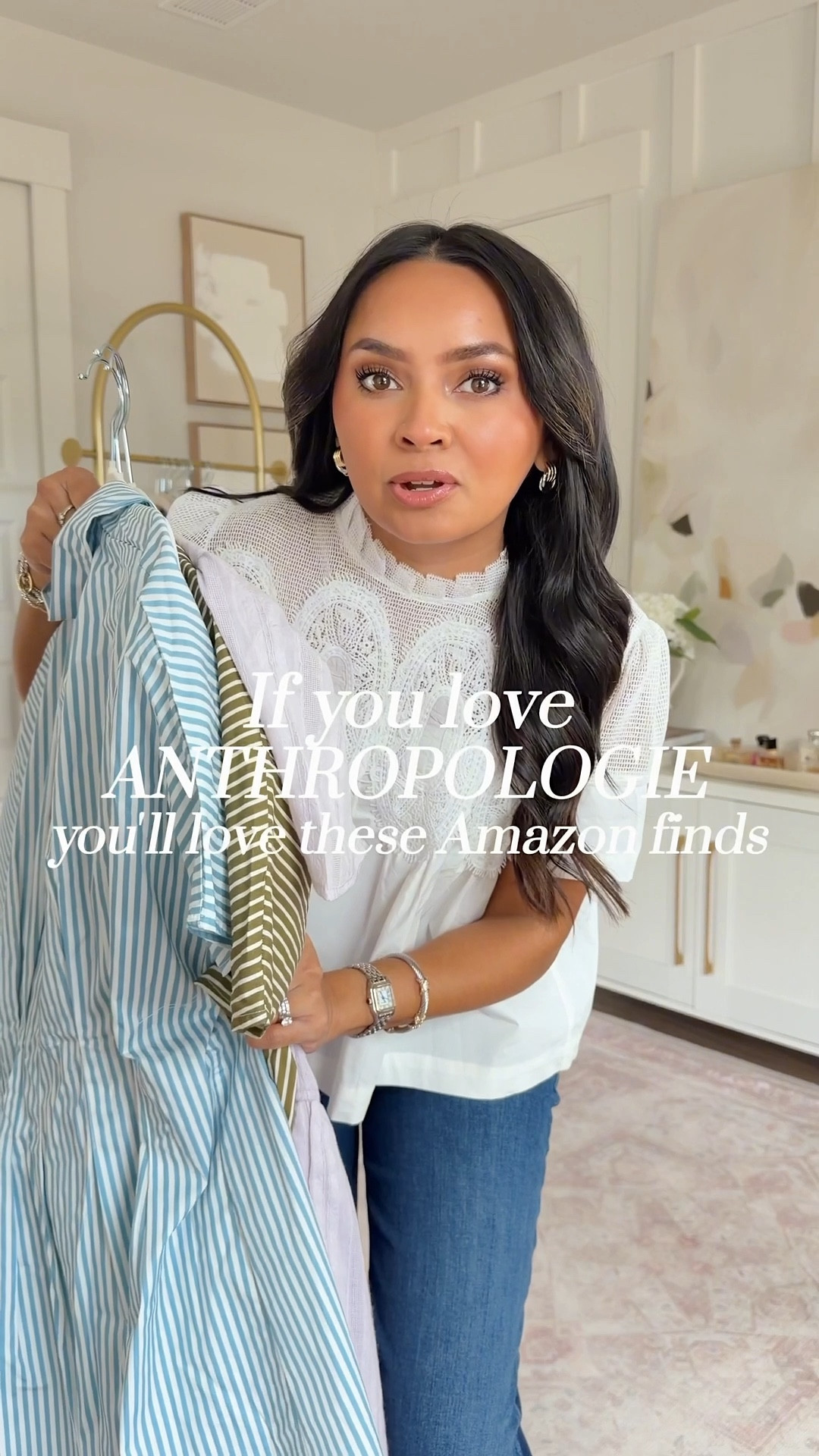 Amazon but looks like Anthropologie!
For reference: I’m 5’0, 32b bra size, and 2/26 in bottoms, pear shaped. 
*Everything I share is unaltered! TTS means true to size. Between size 5-6.5 in shoes

White top size xs TTS
Jeans size 26 petite TTS - petite is labeled as Lil in this brand
Clear heels size 5 TTS


Blue top size small TTS
White jeans size 2 petite TTS
Sandals are old - similar linked

Green dress size small TTS
Clear heels size 5 TTS

Striped blue dress size small TTS
Clear heels size 5 TTS

Light pink purple dress size small TTS
Clear heels size 5 TTS





#LTKootd #LTKSaleAlert #LTKPetite