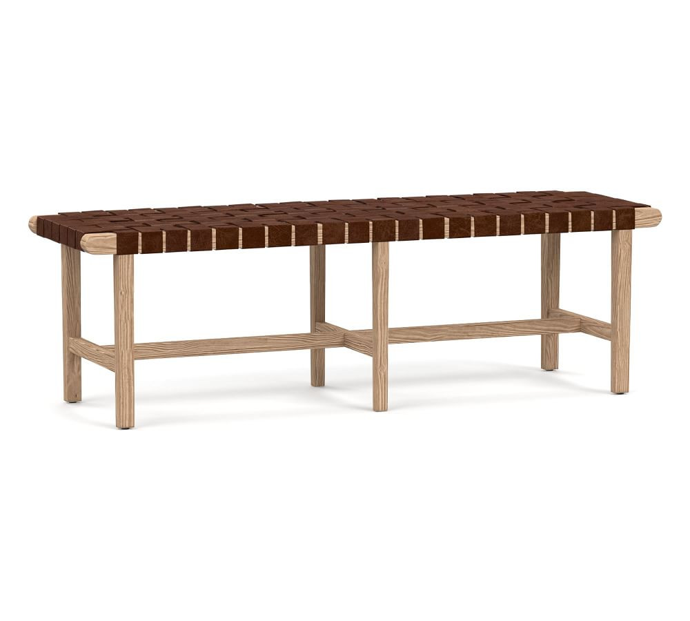 Fenton Woven Leather Bench | Pottery Barn (US)