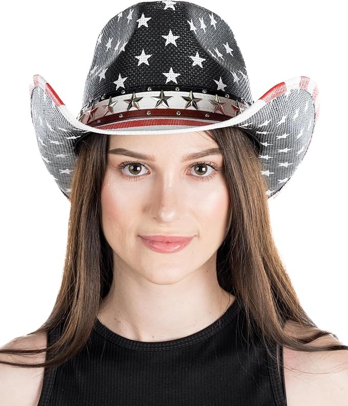 Funky Junque Cowboy Hats Women Cowgirl Woven Straw Embroidered Trim Decorative Band Buckle Classi... | Amazon (US)