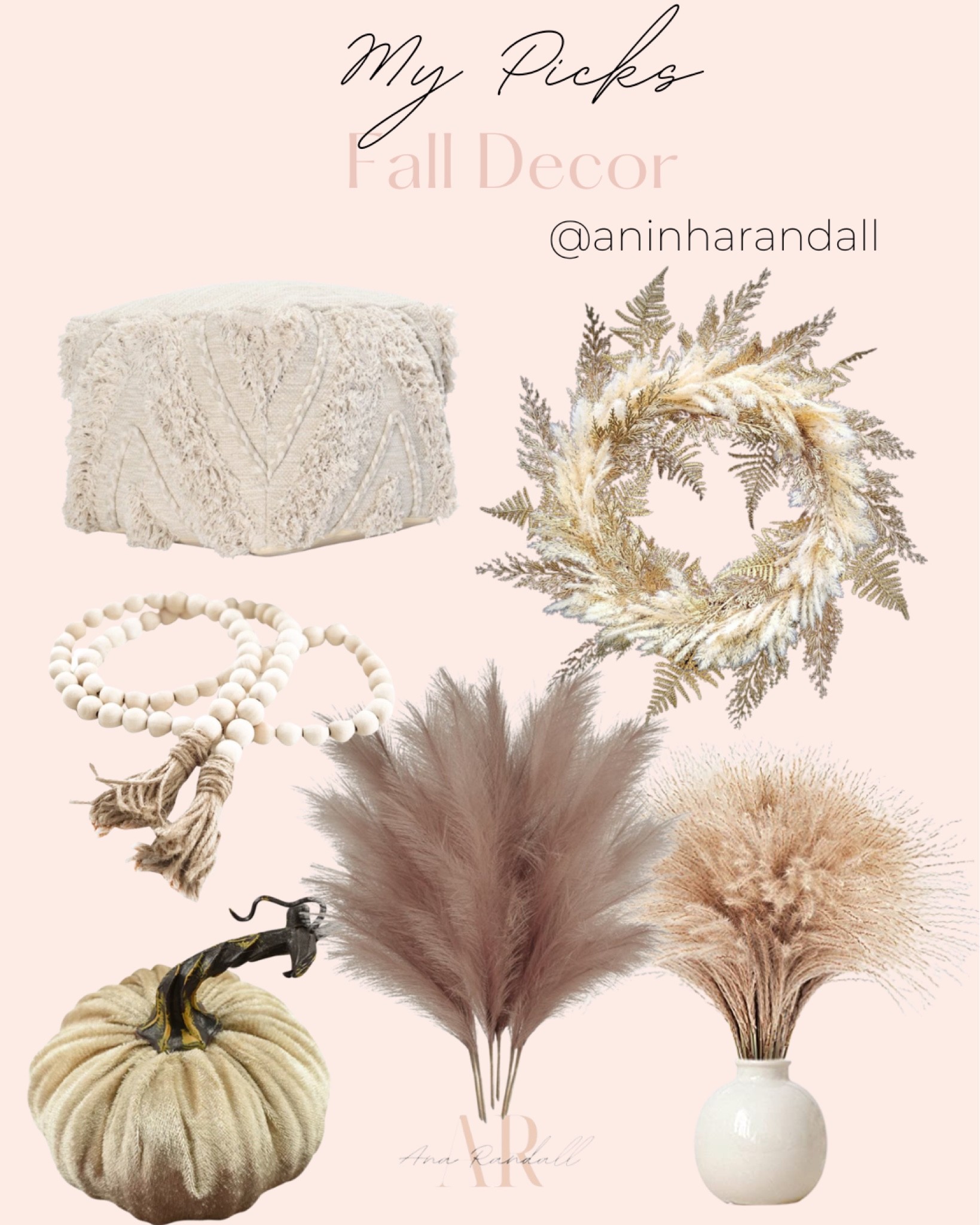Fall decor picks, wreaths, plugs, wooden beads, pampas grass, neutral pumpkin 

#LTKunder100 #LTKhome #LTKSeasonal