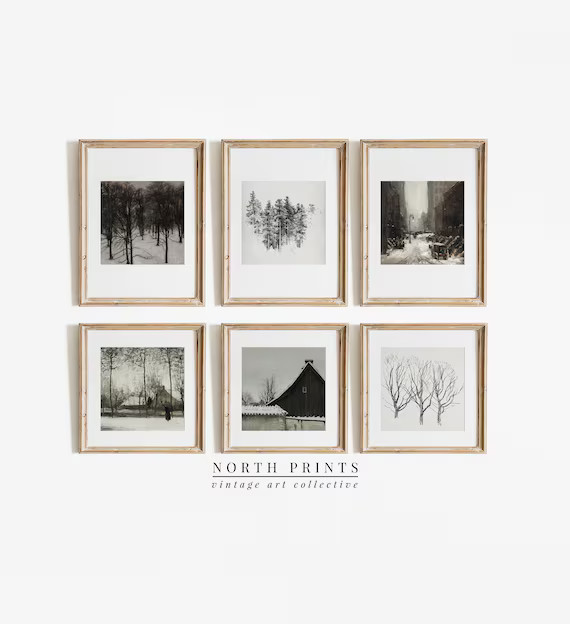 Moody Winter Gallery Wall Print SET | Square Art Prints | Vintage Farmhouse Decor | PRINTABLE Dow... | Etsy (US)