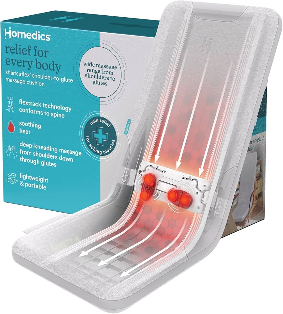 Homedics ShiatsuFlex Back Massage Cushion with Heat, Advanced Shiatsu Therapy, FlexTrack Technolo... | Amazon (US)