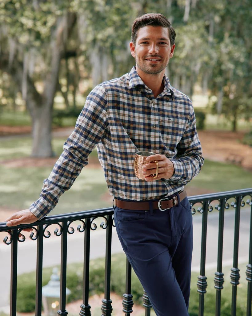 Flannel Intercoastal Durant Plaid Long Sleeve Sport Shirt | Southern Tide