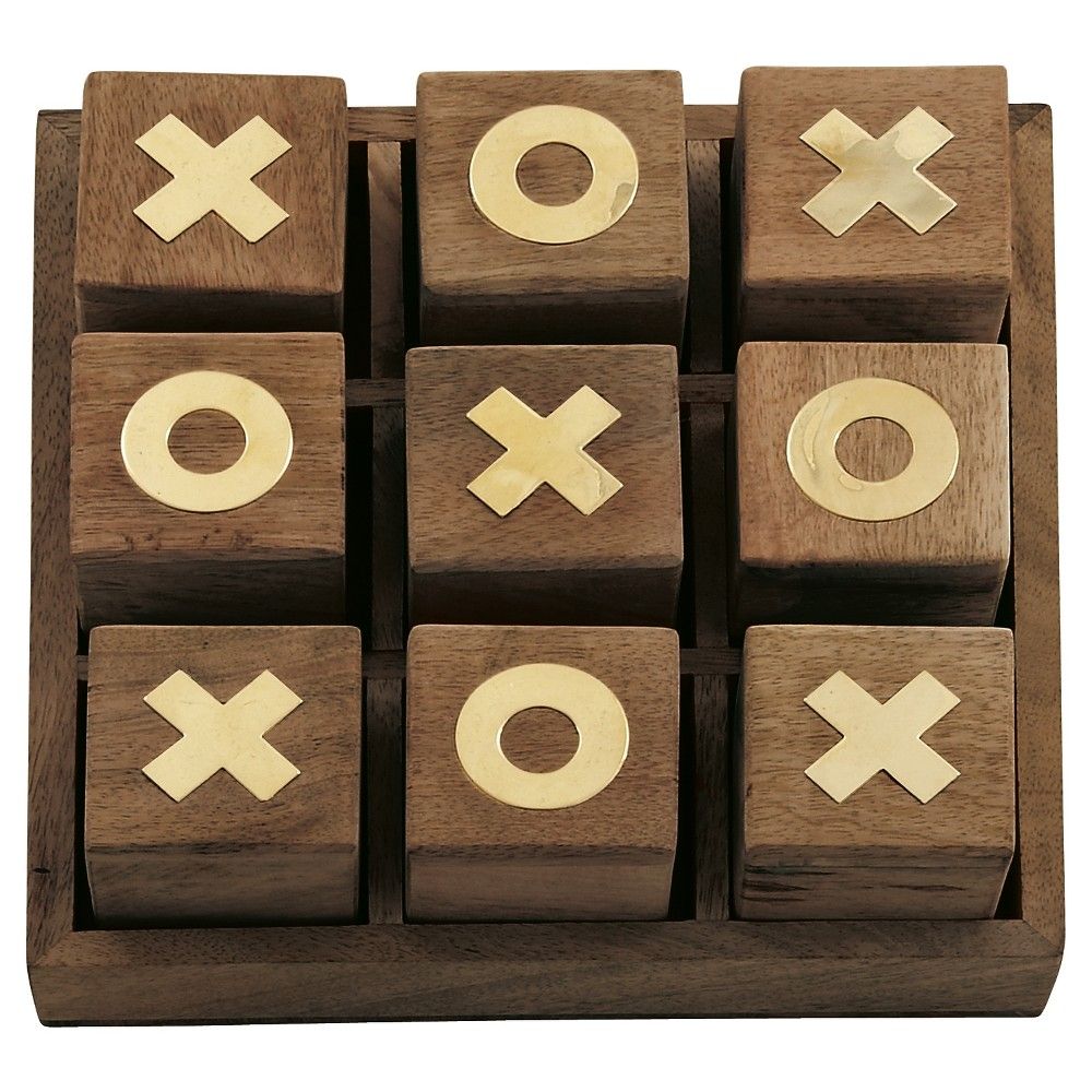 Updated Traditional Mahogany Wooden Tic-Tac-Toe Box (3"") - Olivia & May | Target