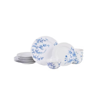 222 Fifth 12pc Bellamy Dinnerware Set Blue | Target