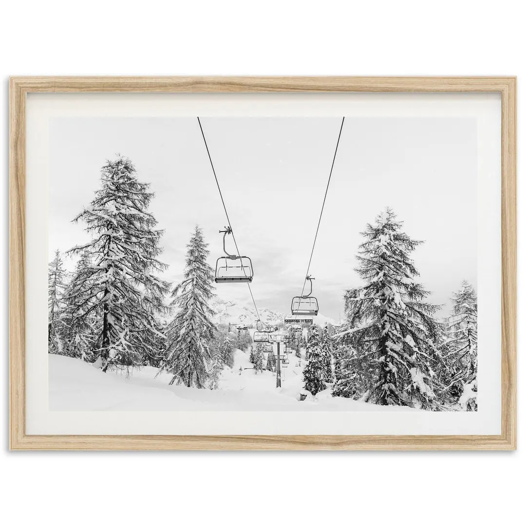 Framed Ski Mountain Wall Art | Black and White Cabin Decor, Winter Landscape Photography, the Lif... | Etsy (US)
