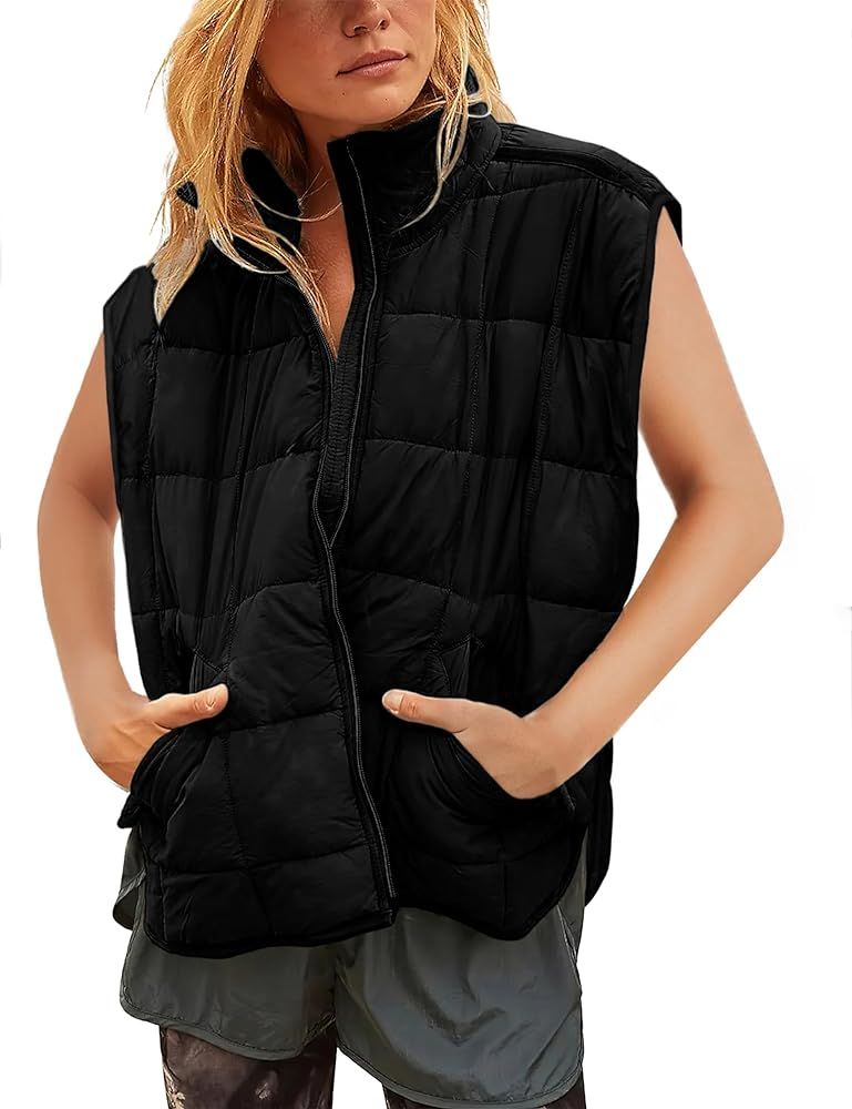Xiaoxuemeng Puffer Vest Women Lightweight Zip Up Quilted Vest Padded Gilet Sleeveless Jacket with... | Amazon (US)